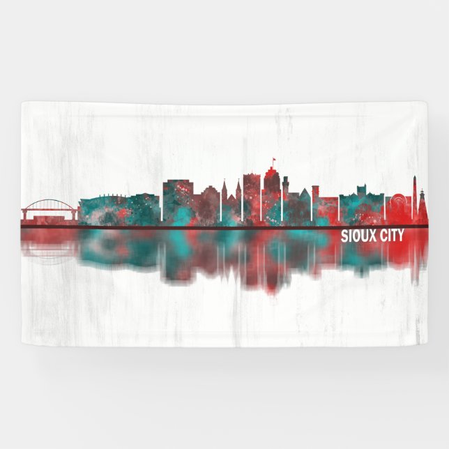 Banderoles Sioux City Iowa Skyline (Horizontal)