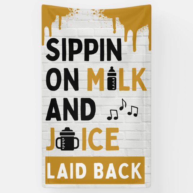 Banderoles Sippin sur Milk et Juice Gold & Black Hip hop (Vertical)
