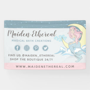 Banderoles Siren Mermaid Moon & Stars Mystique Cheveux Rose S