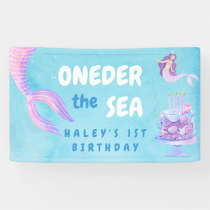 Banderoles Sirène 1er anniversaire ONEder mer bleu Budget