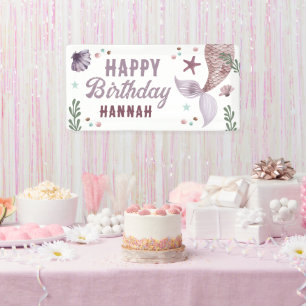 Banderoles Sirène Anniversaire de enfant Mer pourpre