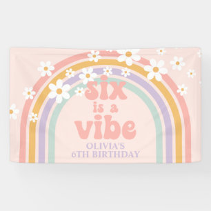 Banderoles Six est Vibe Pastel arc-en-ciel 6e anniversaire