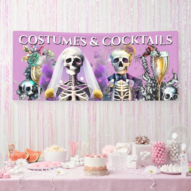 Banderoles Skeleton marié goth violet mariage cocktail (Fête)