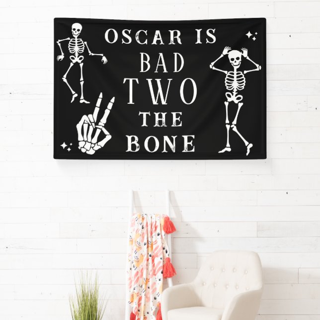 Banderoles Skull Skeleton Bad to the Bone 2nd Birthday  (Insitu)