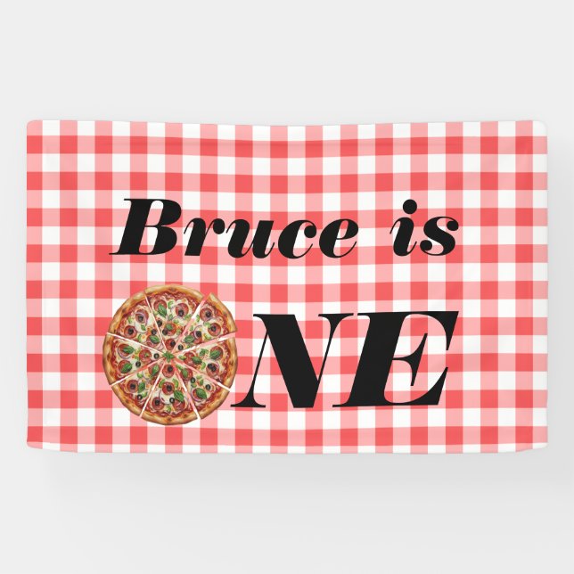 Banderoles Slice of Fun, One Pizza 1st Birthday Backdrop (Horizontal)