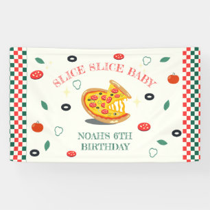 Banderoles Slice Slice Baby Pizza moderne fête d'anniversaire