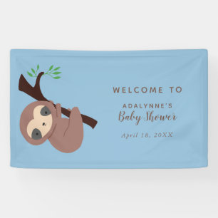 Banderoles Sloth Baby shower Bleu Bienvenue belle fête Jungle