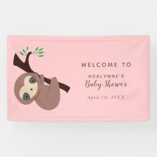 Banderoles Sloth Baby shower rose Bienvenue mignonne Jungle P