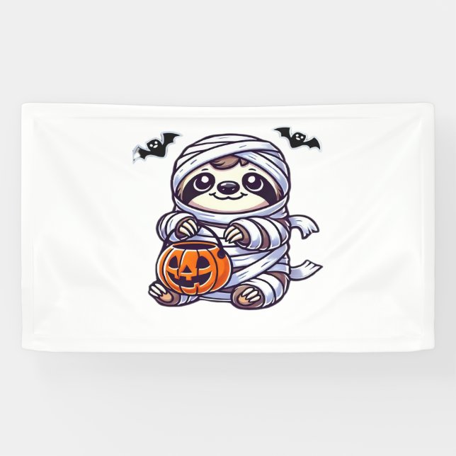 Banderoles Sloth Halloween Mummy Kids Femmes Hommes Sloth Cla (Horizontal)