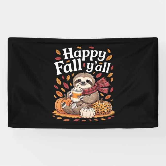 Banderoles Sloth tenant citrouille épices heureux automne Yal (Horizontal)