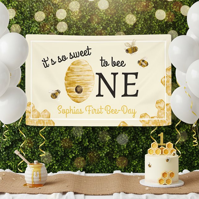 Banderoles So Sweet To Bee One First Birthday Honeycomb (Créateur téléchargé)