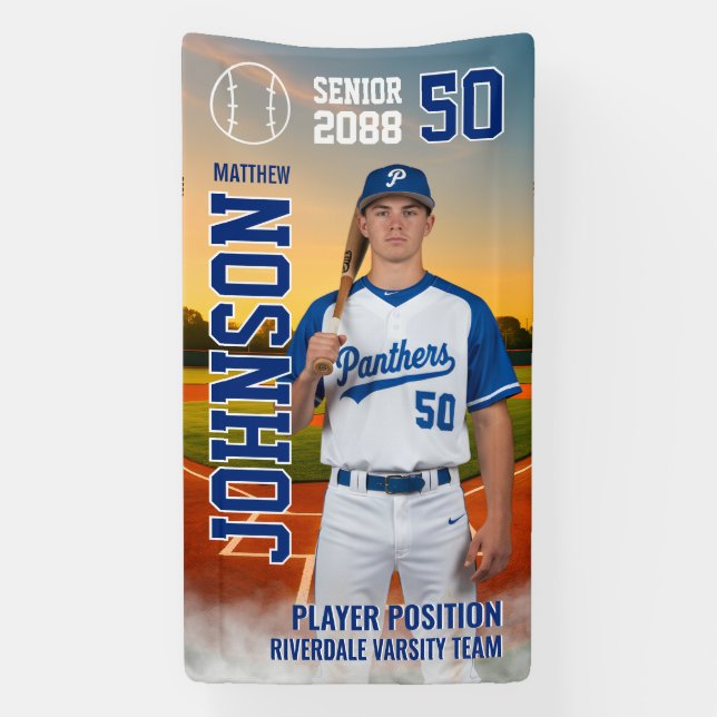 Banderoles Soccer Team Senior Night Custom Player Photo (Verticale)