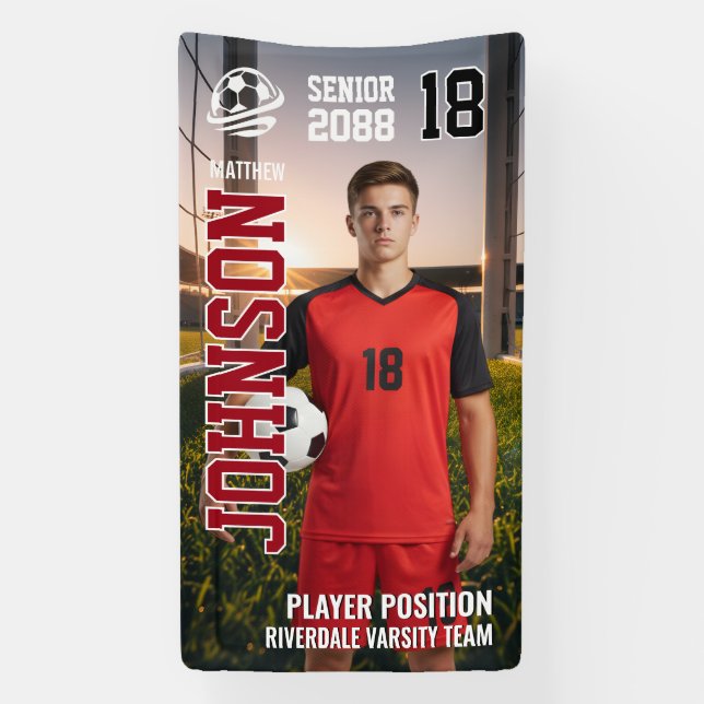 Banderoles Soccer Team Senior Night Custom Player Photo (Verticale)