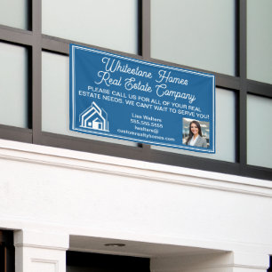 Banderoles Société de courtage immobilier bleu personnalisée