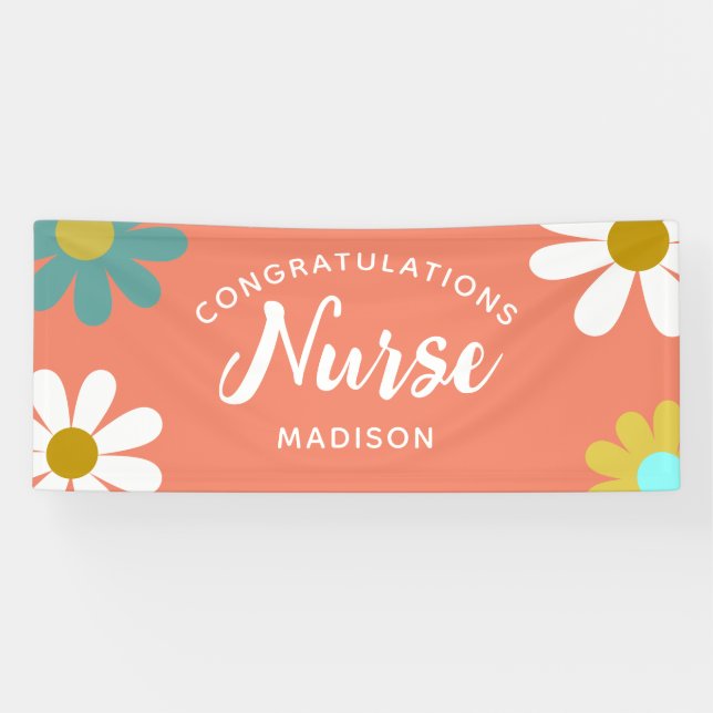 Banderoles Soins infirmiers Parti de graduation Boho Retro No (Horizontal)