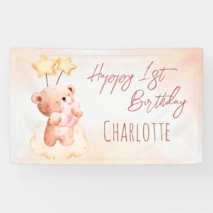 Banderoles Soirée d'anniversaire à l'ours en peluche sucré pe