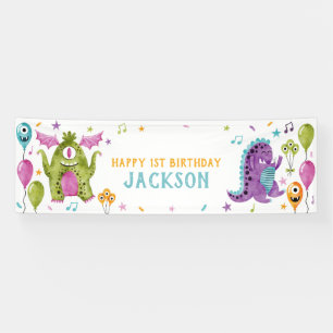 Banderoles Soirée d'anniversaire des mignons petits monstres