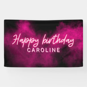 Banderoles Soirée d'anniversaire personnalisée avec Neon rose