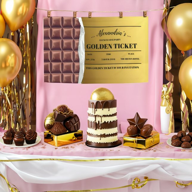 Banderoles Soirée de chocolat personnalisé en Golden Ticket (Créateur téléchargé)