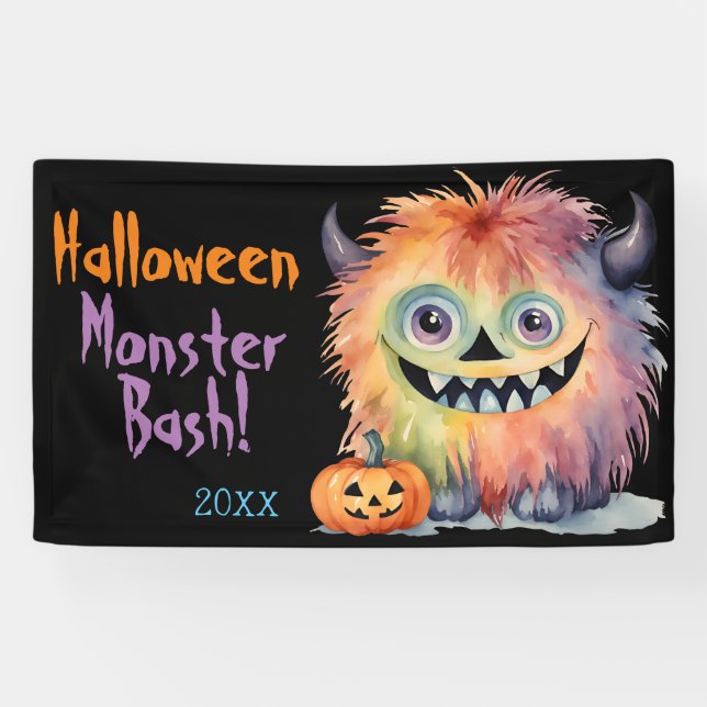 Banderoles Soirée d'Halloween du mignon Monster Bash (Horizontal)