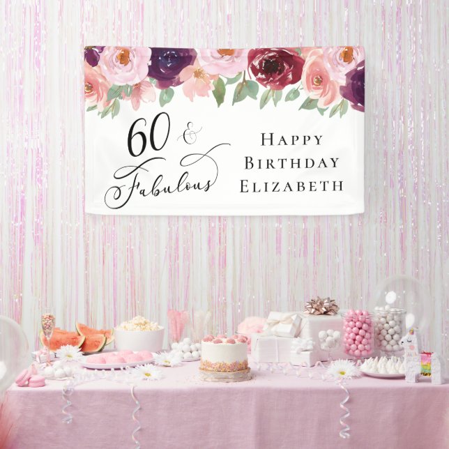 Banderoles Soirée florale élégante 60e anniversaire (Fête)