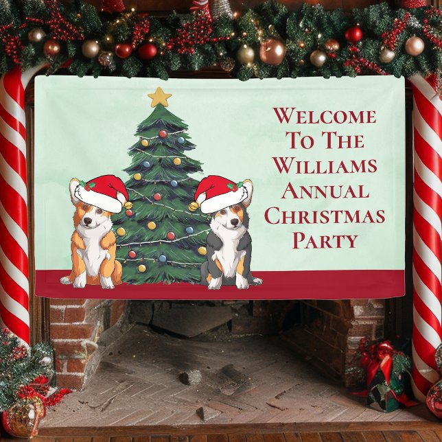 Banderoles Soirée personnalisée Corgi Noël Arbre (Créateur téléchargé)