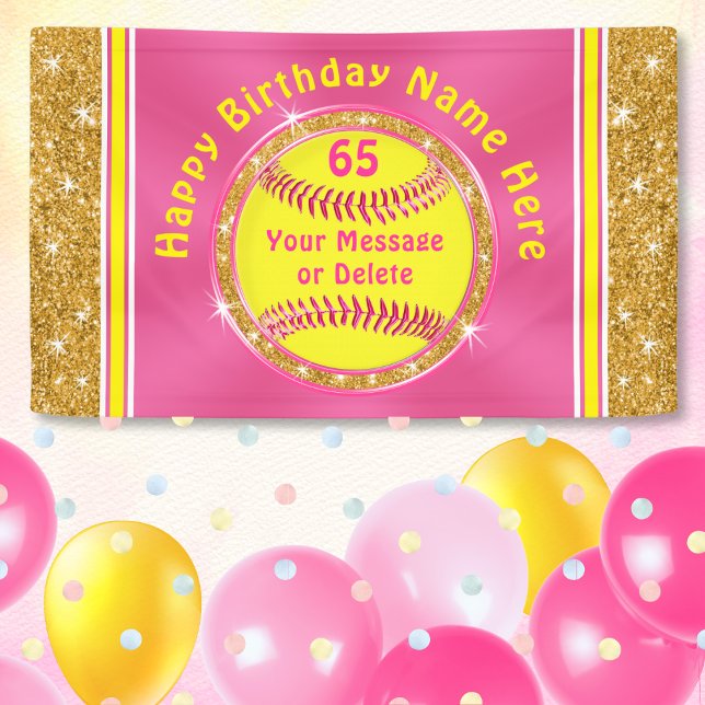 Banderoles Soirée personnalisée Décorations d'anniversaire (Personalized, Softball Birthday Banner. Softball Birthday Party Ideas. Softball themed party. Decor.)
