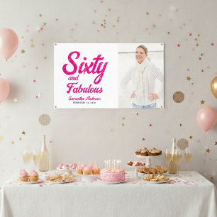 Banderoles Soixante Moderne et Fabuleux Anniversaire Rose 60