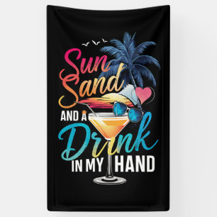 Banderoles Soleil, sable et un verre à la main, croisière de 