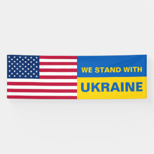 Banderoles Solidarité avec l'Ukraine USA - Drapeau américain 