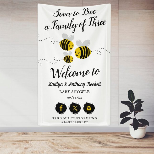 Banderoles Soon To Bee A Family Of Three | Baby Shower (Créateur téléchargé)