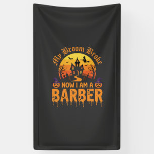 Banderoles Sorcière de barbier d'Halloween Balai Cassé Maison