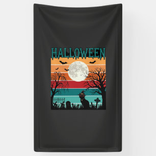 Banderoles Sorcière d'Halloween Chat Toile d'araignée Lune Ci