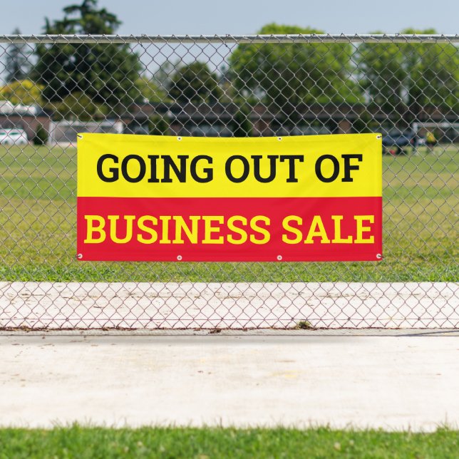 Banderoles Sortir de l'entreprise Vente Rouge Jaune Grand (En situation)