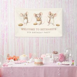 Banderoles Souris et cookies Bienvenue à la fête d'anniversai