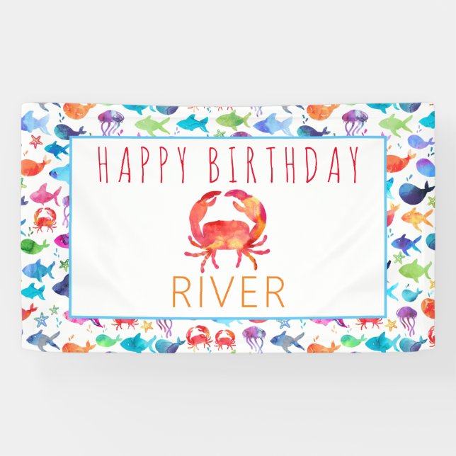Banderoles Sous la mer Rainbow Fish Birthday Baby shower (Horizontal)