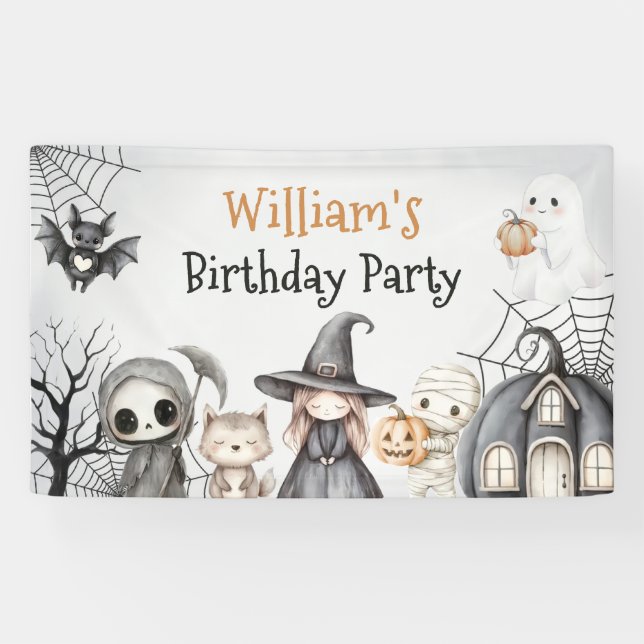 Banderoles Spooktacular Halloween mignon Fantôme fête d'anniv (Horizontal)