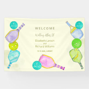 Banderoles Sports Aquarelle Aquarelle Pickleball Mariage à th