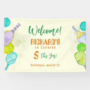 Banderoles Sports Party Watercolor Pickleball thème Anniversa