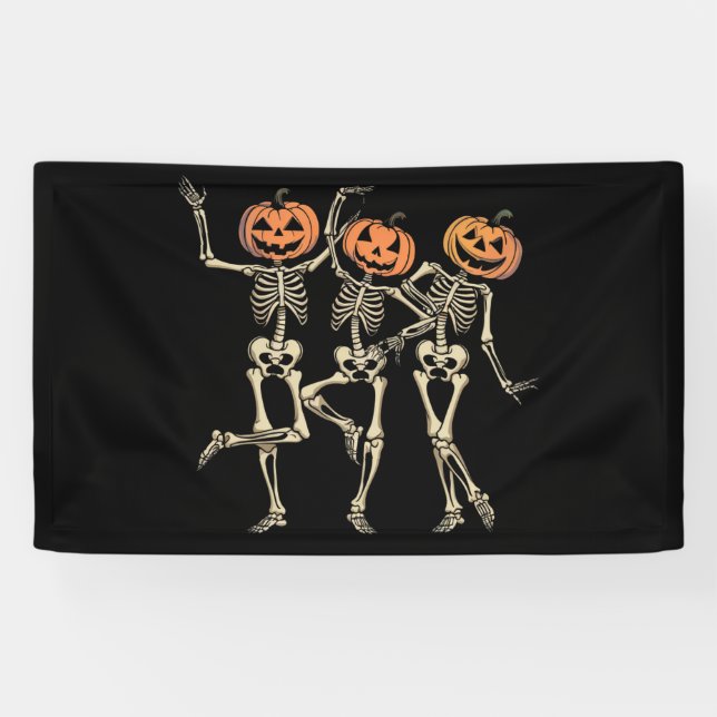 Banderoles Squelette de citrouille d'Halloween Saison lugubre (Horizontal)
