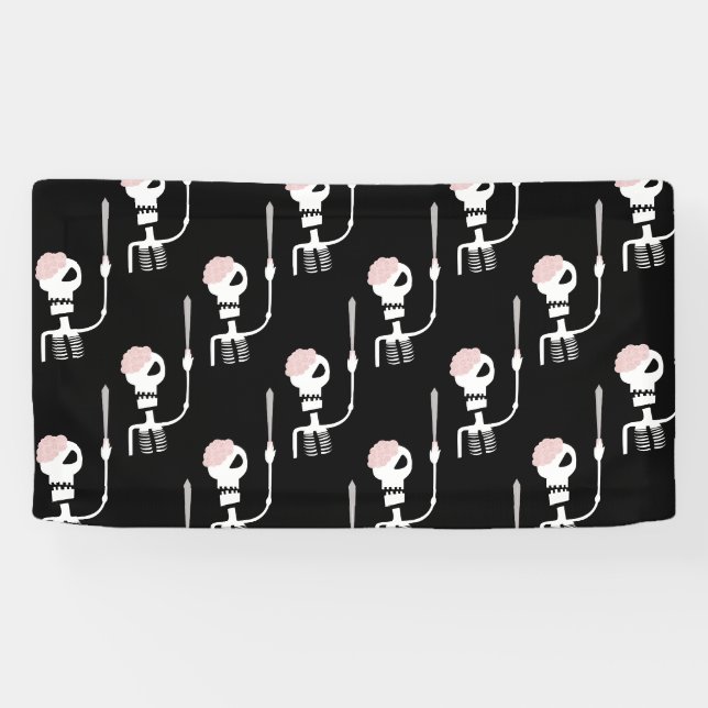 Banderoles Squelette d'Halloween avec une épée  (Horizontal)