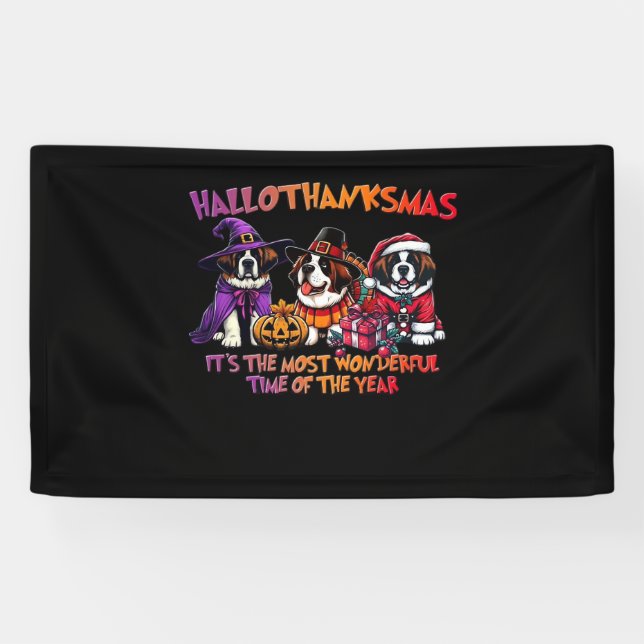 Banderoles St. Bernard Halloween Thanksgiving Christmas Class (Horizontal)