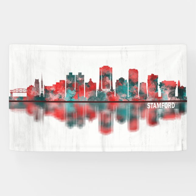 Banderoles Stamford Connecticut Skyline (Horizontal)