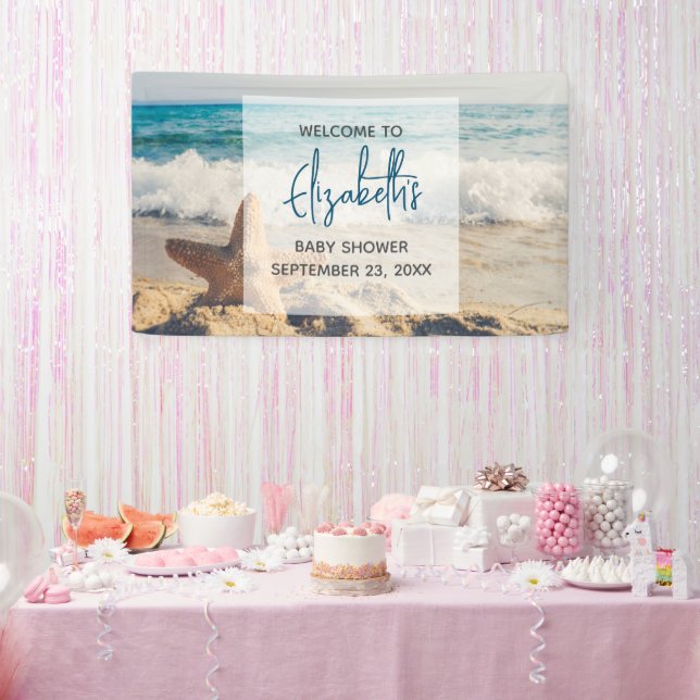 Banderoles Starfish sur un Baby shower photo de plage de sabl (Fête)