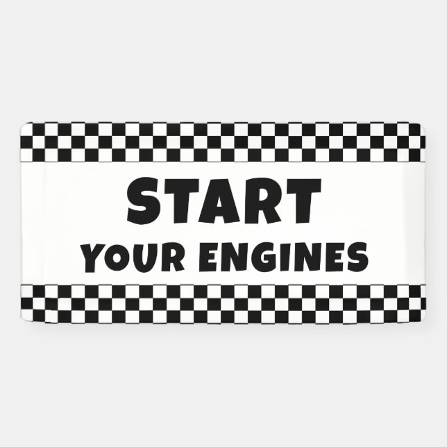 Banderoles Start Your Engines Welcome Banner | Racing Birthda (Horizontal)