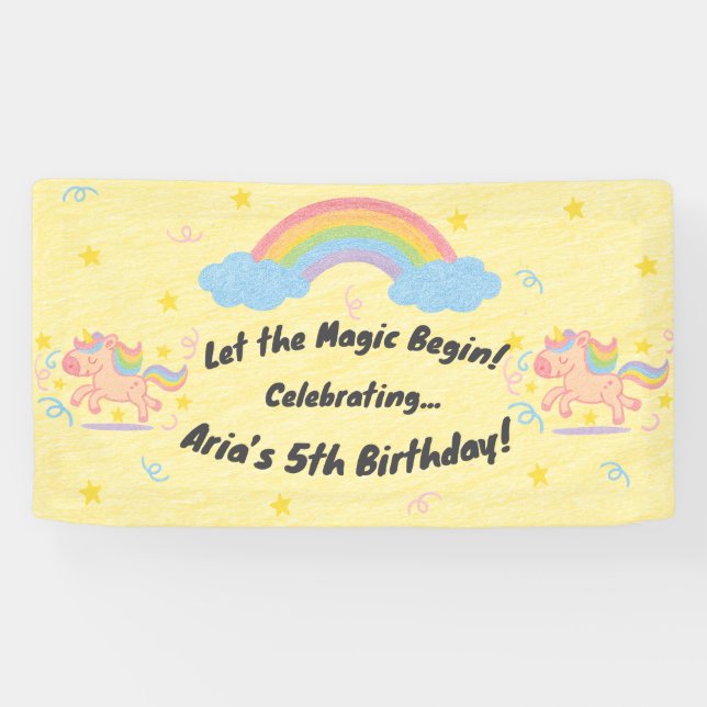 Banderoles Style de crayon modifiable – Licorne Rêve Étincell (Horizontal)