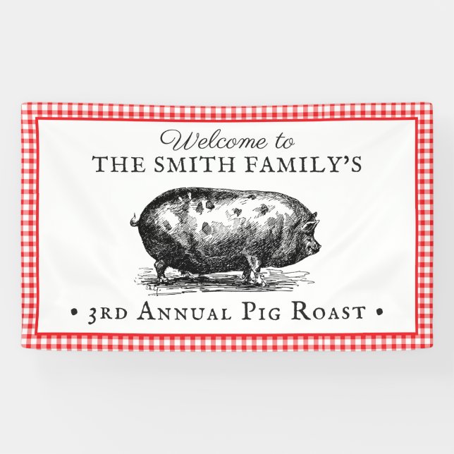 Banderoles Style Vintage| Pig Roast, événement (Horizontal)