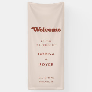 Banderoles Stylisé Rétro Rose Pêche Bienvenue à notre mariage