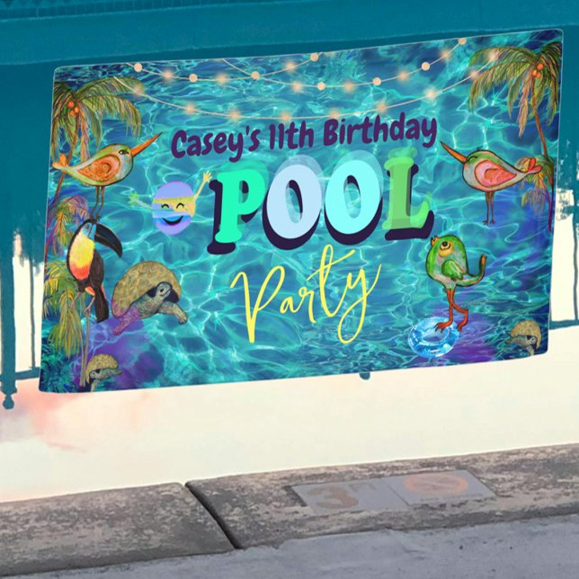 Banderoles Summer Pool Fun Party I Cool Anniversaire (Summer Pool Fun Party I Cool Birthday Banner)