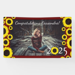 Banderoles Sunflower Country Graduation Party Maroon